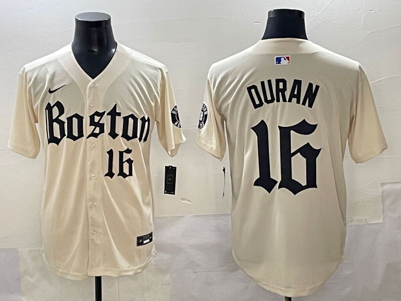 Men 2025 Boston Red Sox 16 Duran Cream Five generations Joint Name Nike MLB Jersey style 10